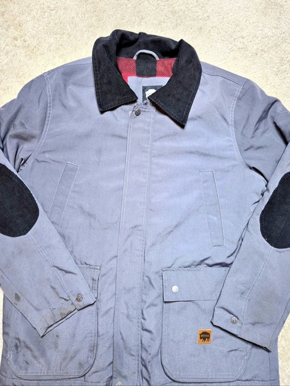 Buffalo David Bitton Men's Plaid Jacket Gray Size Large Utility Workwear